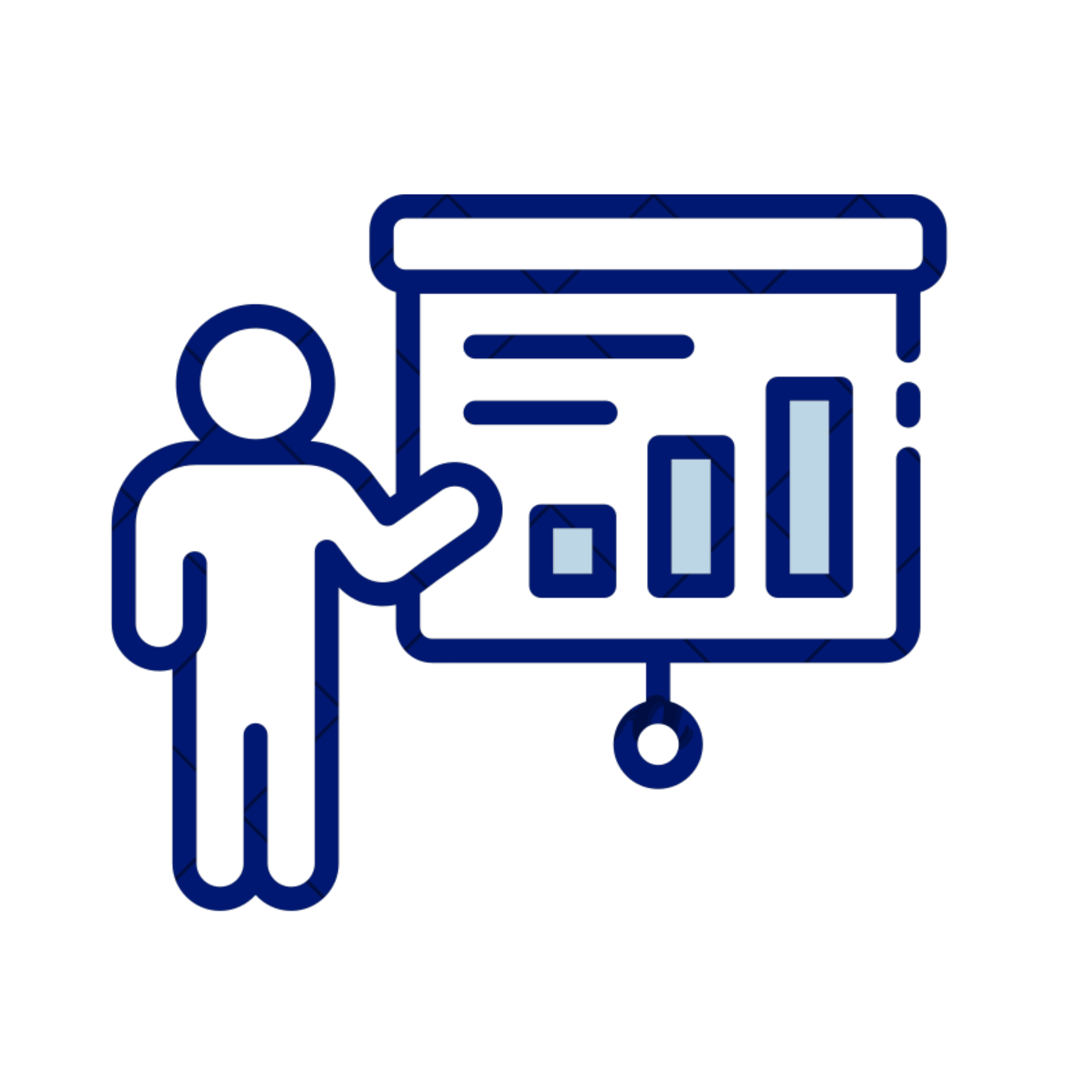 A graphic of a person sharing research while giving a presentation.